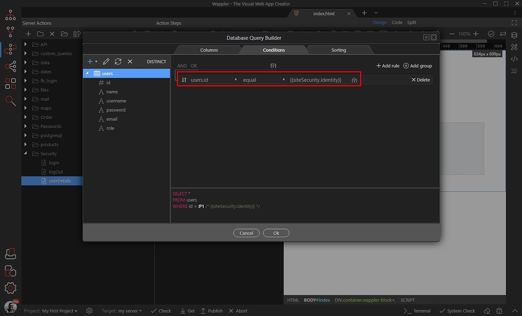 Database Single Query | Wappler Docs
