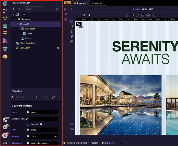 Resource Manager showing cloud services
