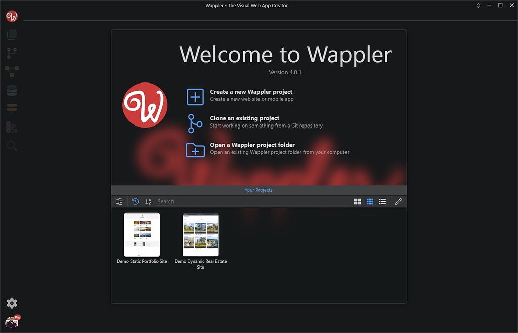 Creating a New Local Project - Project Manager - Wappler Community