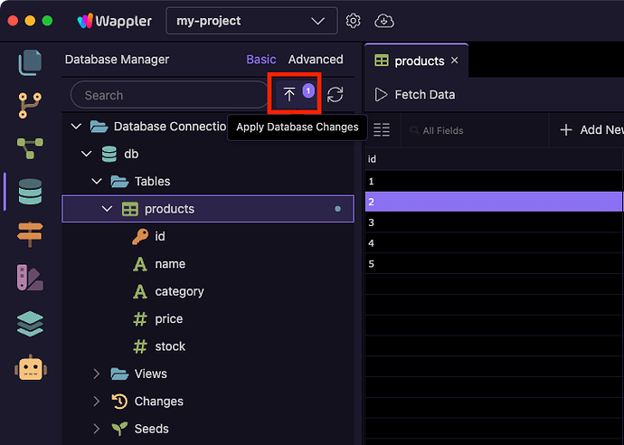 Apply changes button