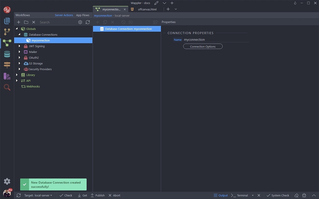 Wappler Documentation Connecting To A Database 8563