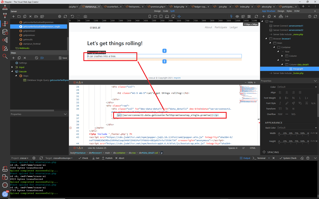 Single query data showing in Wappler editor but not in browser ...