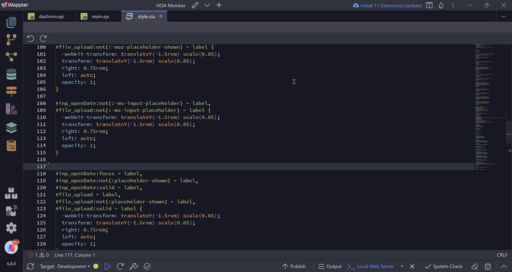Saving style.css replicates selector and it's properties - Bugs ...