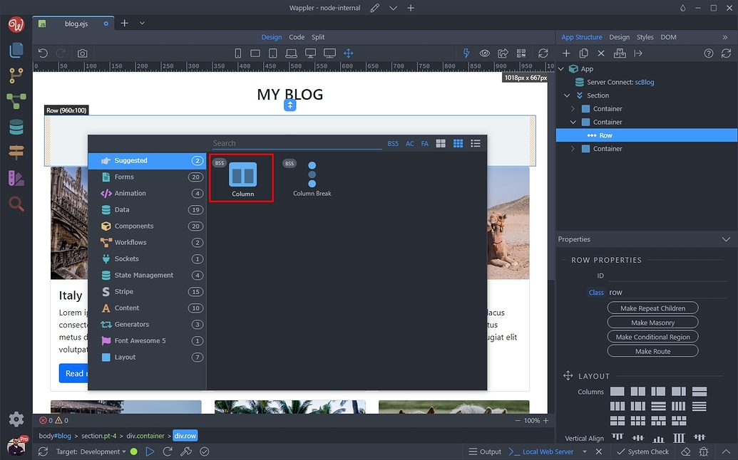 Wappler Documentation Using Bootstrap 5 Placeholders