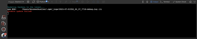 Cordova Update error