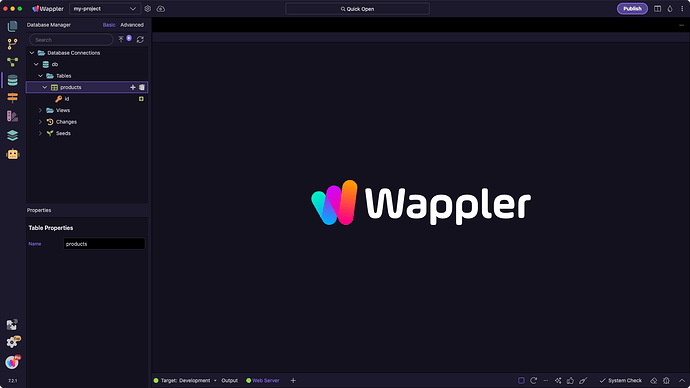 Table named products