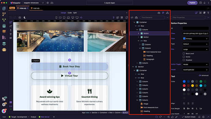 Panels displayed in the Right Sidebar, next to each other
