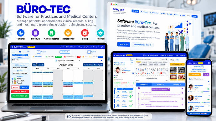 Banner promocional de software dental BÜRO-TEC