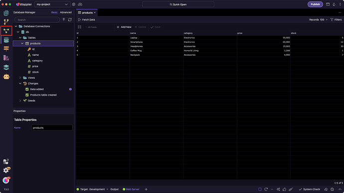 Server Connect button