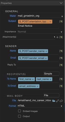 f) Choose mailer and setup