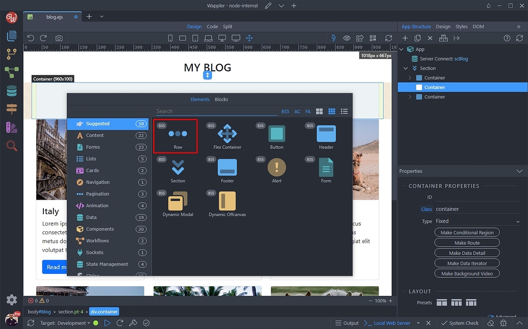 Wappler Documentation Using Bootstrap 5 Placeholders