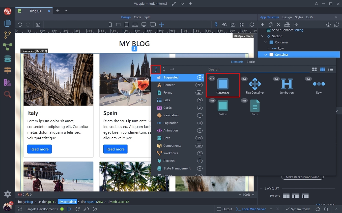 Wappler Documentation Using Bootstrap 5 Placeholders