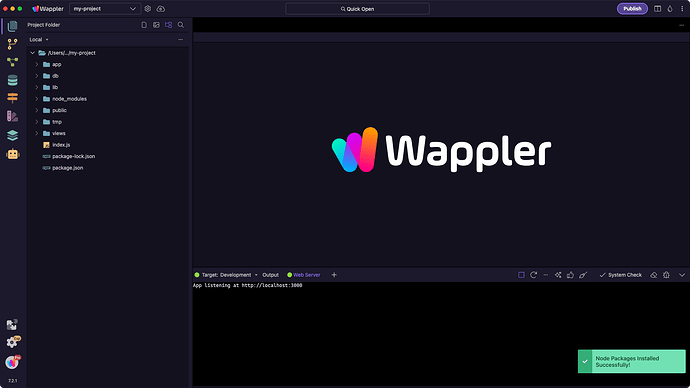 Wappler project up and running