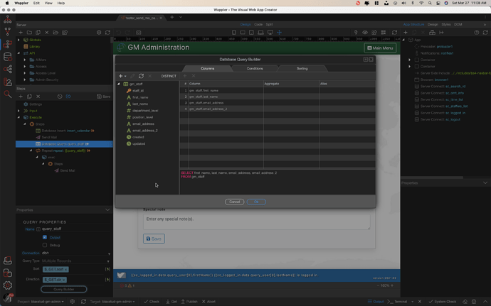d) Setup broacsting query to staff members