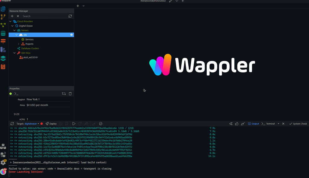 Resource Manager Digital Ocean error on Deploy - Need Help - Wappler ...