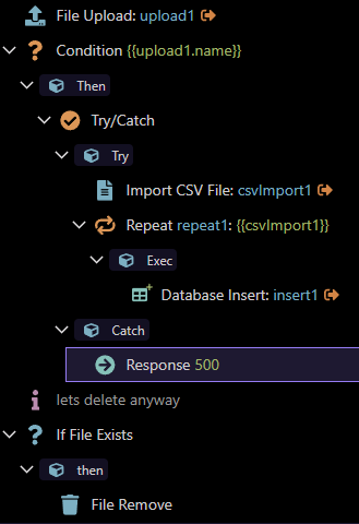workflow to import and delete