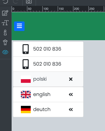 language dropdown